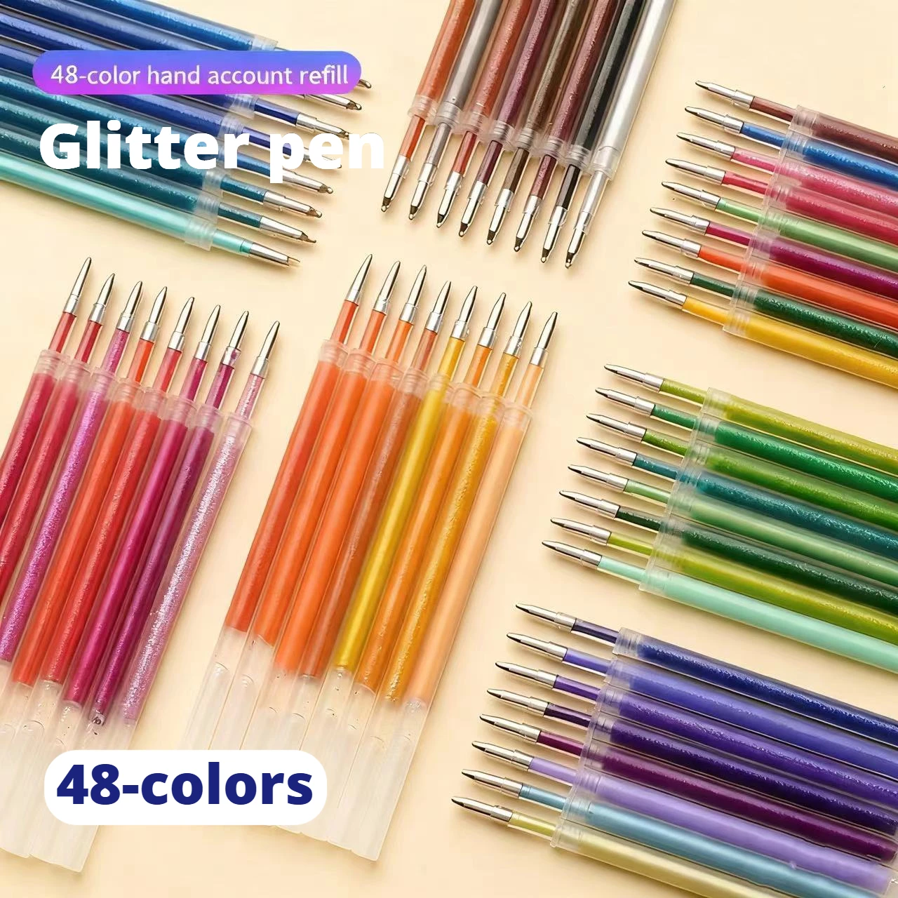 أقلام جل لامعة 48 لونًا، أقلام جل لامية لامعة نابضة بالحياة للتلوين، أقلام جل ملونة لكتب التلوين والكبار والرسم