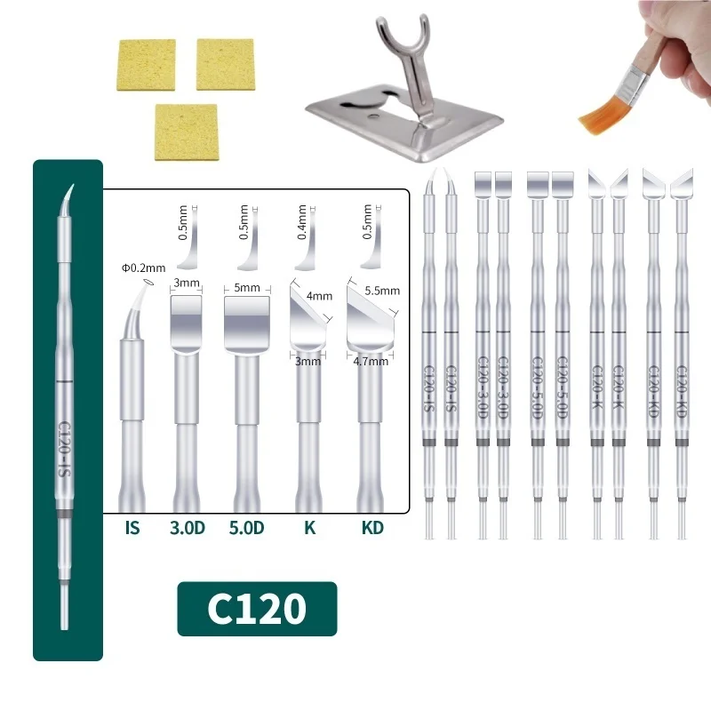 2PCS YIHUA-982D-I C120-IS/K/3.0D Soldering Tips 2ohm for YIHUA 982D-I 982D-III Soldering Handle Tweezers Replacement Accessories