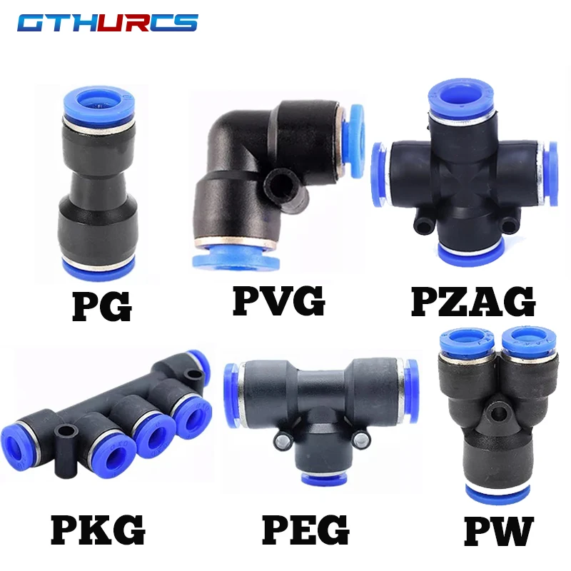 1 pcs Pneumatic Fitting  PG/PZAG/PW/PKG/PVG/PEG  Pneumatic Connector  6mm to 16mm Plastic Hose Quick Coupling