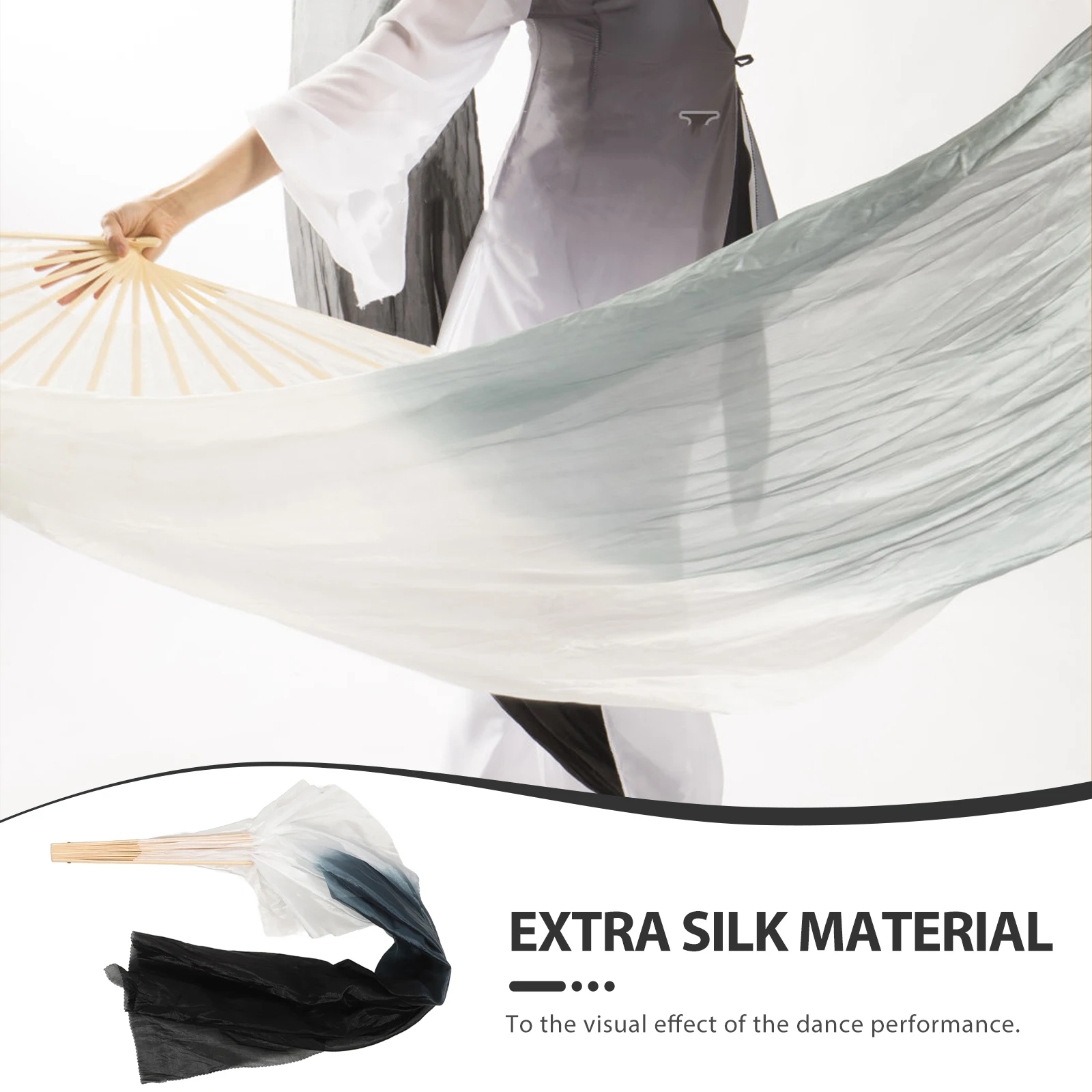 

Silk Belly Dancing Fans 1.2m Long Gradient Colorful Veil Fans for Women Foldable Dance Accessories Fitness Gym