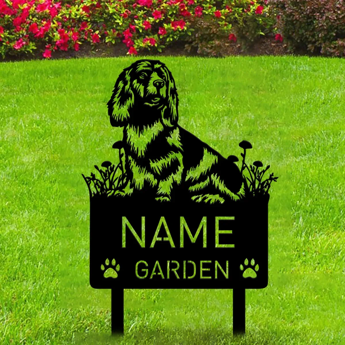 Custom Sussex Spaniel Dog Metal Memorial Garden Stake Personalized Pet Grave Marker Name Sign Remembrance Stake Decor Dog Loss