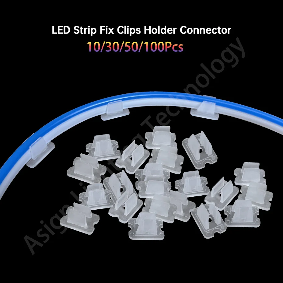 

10-100Pcs Durable LED Strip Fix Clips for 6mm 8mm 10mm 12mm RGB 5050 Neon Light Mounting with Screws Plastic Buckle Accessories