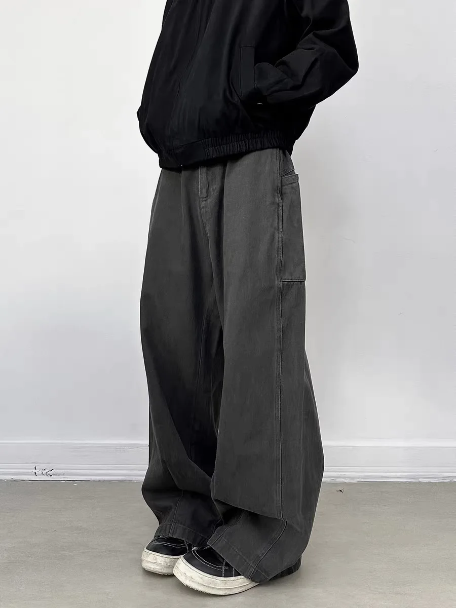 

American Retro Waed Straight Leg Work Pants Men's Casual Loose Wide Leg Design Sensation Large ket Youthful Energy Sle