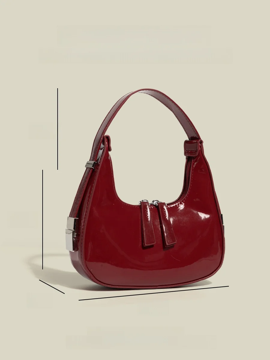 Modern Neutral Style Wedding New Moon Bag Women's Shoulder Bag Versatile Painted Leather Underarm Bag Fashionable for All
