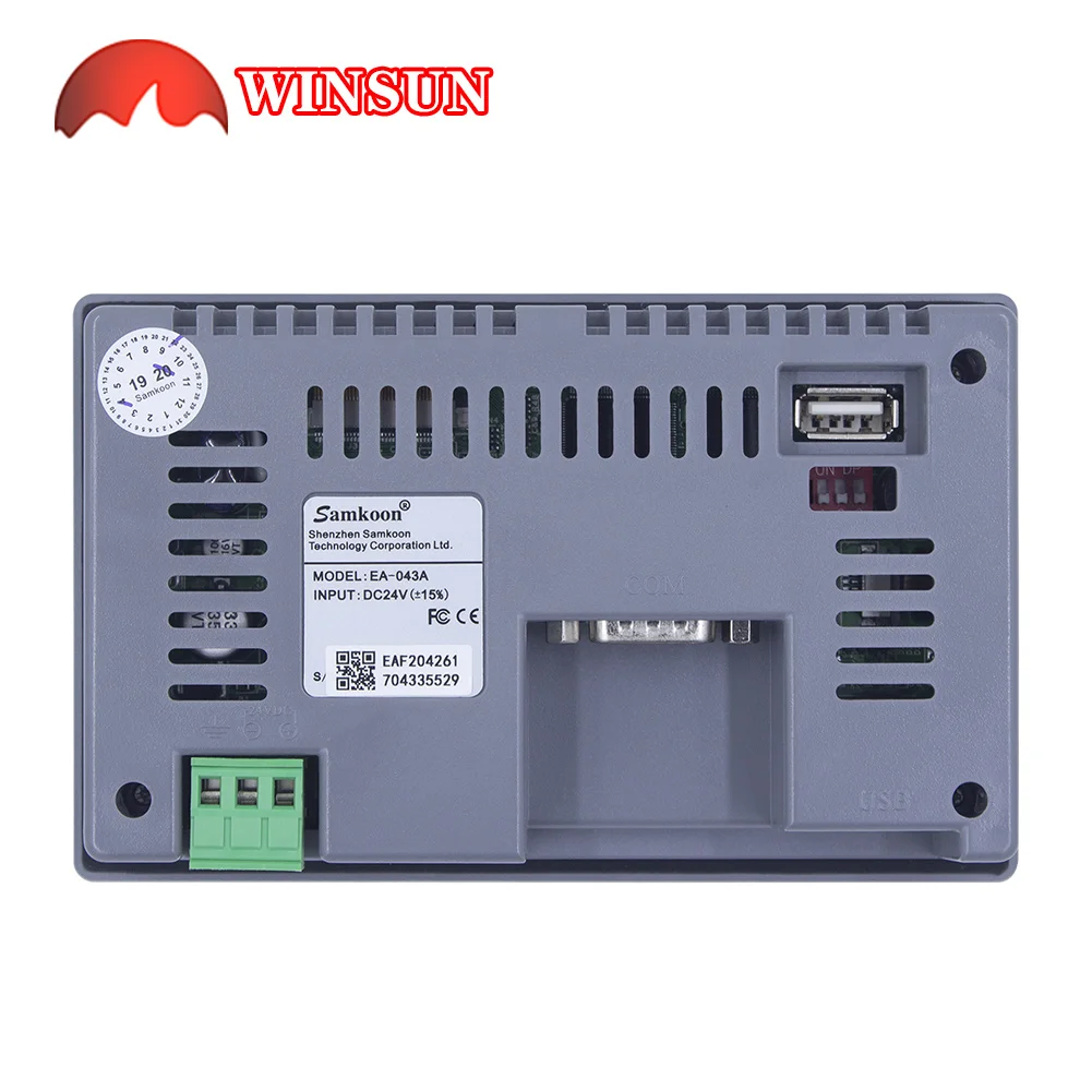 Samkoon EA-043A EA-070B HMI PLC FX3U-14MT, 14MR 14MRT 아날로그, 6AD 2DA RTU 모드버스, 485 RTC 2CH, 60K 카운팅, 4.3 인치, 7.0 인치