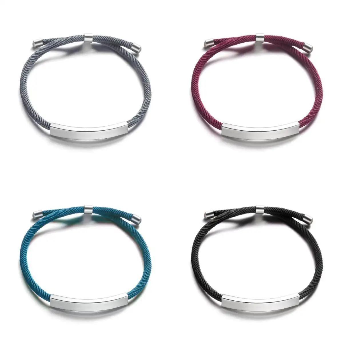 

Регулируемый браслет из нержавеющей стали «сделай сам», тканый веревочный браслет для женщин, браслеты для пар, без выцветания цвета, настраиваемый Enaving