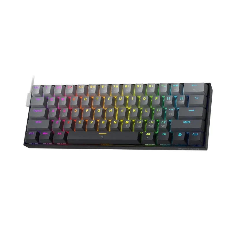 Игровая клавиатура Redragon K617 Rapid Trigger, проводная механическая клавиатура с 60% 661 клавишами, частота заката 8 КГц, дидицированный магнитный переключатель, туманный серый цвет