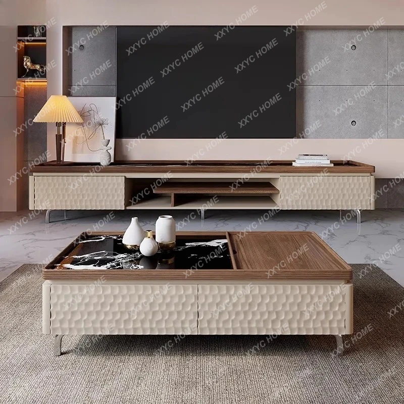 

Современный простой напольный шкаф-тумба для гостиной в стиле средневекового кожаного кофейного столика-тумбы для телевизора