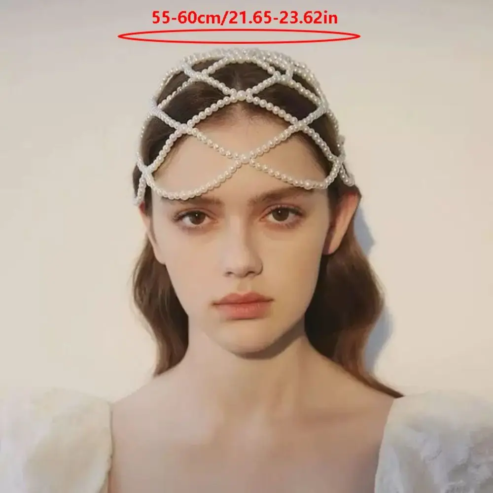 Hand-Made Pearl Hat Chain Fashionable Romantic Bridal Head Ornament Elegant Comfortable To Wear Mesh Hair Accessories image 6