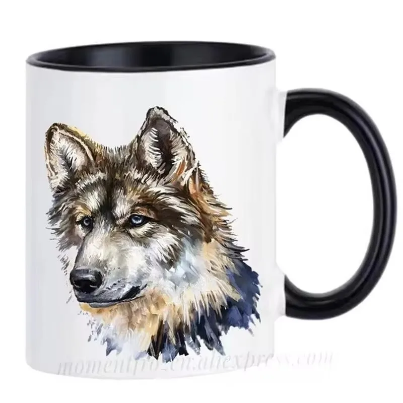 Wolf Cups Wolves Coffee Mugs Animal Lover Gifts Home Decal Mugen Ceramic Milk Tableware Tea Teaware Coffeeware Beer Drinkware