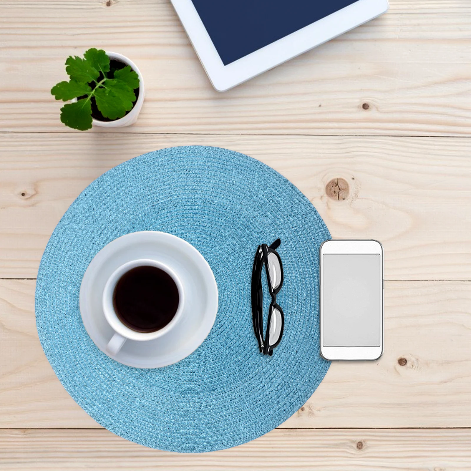 

4Pcs High-Quality Woven Dining Placemats Heat Resistant Anti-Slip Tableware Mats Decorative Table Decor Home Restaurant Use