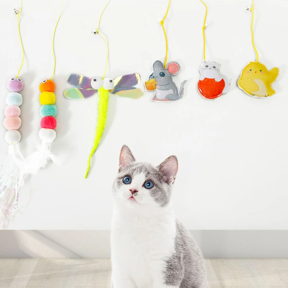 Random Cat Hanging Cat Toy Hanging Door Elastic Rope Cat Stick Feather Pet Supplies For Cats And Dogs