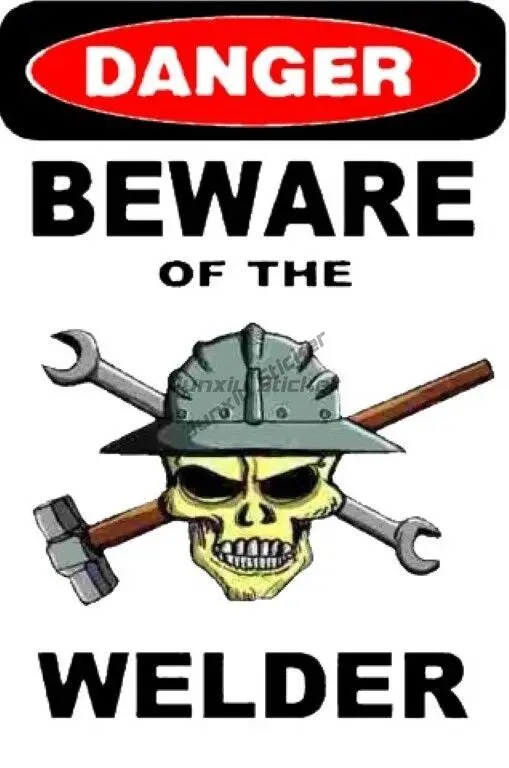 Personality DANGER BEWARE OF THE WELDER WITH SKULL HARD HAT STICKER HELMET STICKER Scratch-Proof Sunscreen