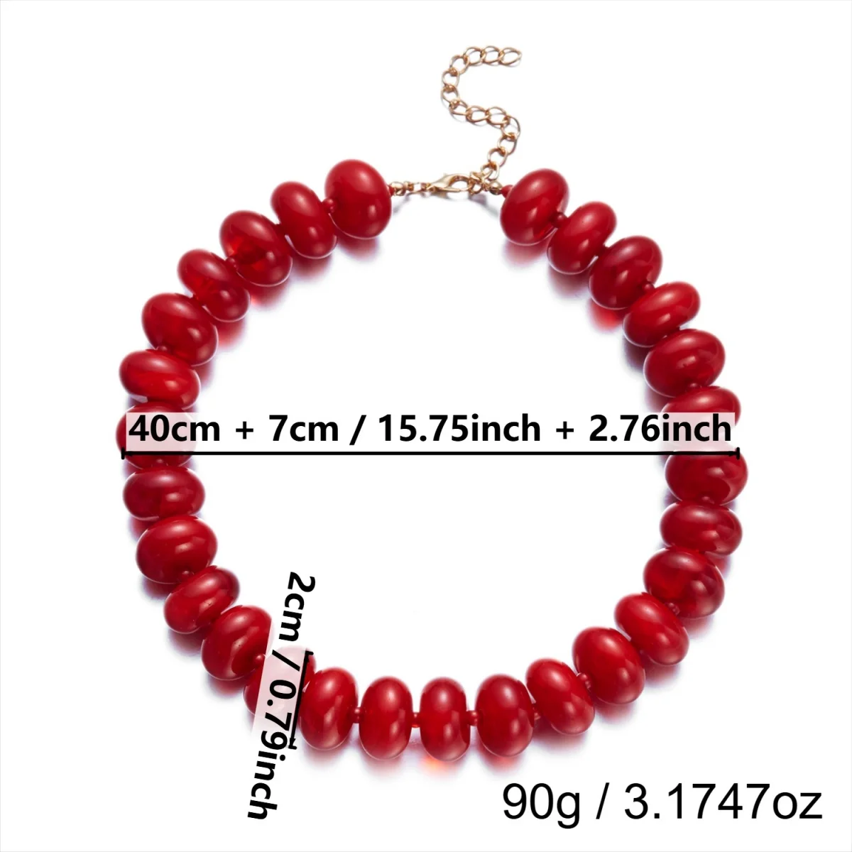 Dopamine Bunte flache, runde Acryl-Perlenkette für Damen und Herren, trendige, einfache geometrische Harzperlen, stapelbarer Choker-Schmuck – Detail 34