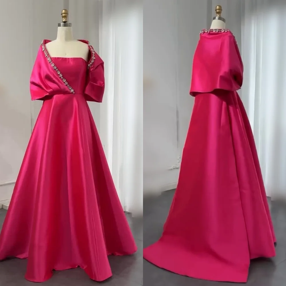 

Customized Charmeuse Glitter Off-the-shoulder A-line Long Dresses Bespoke Occasion Women's Evening Elegant Party High Quality