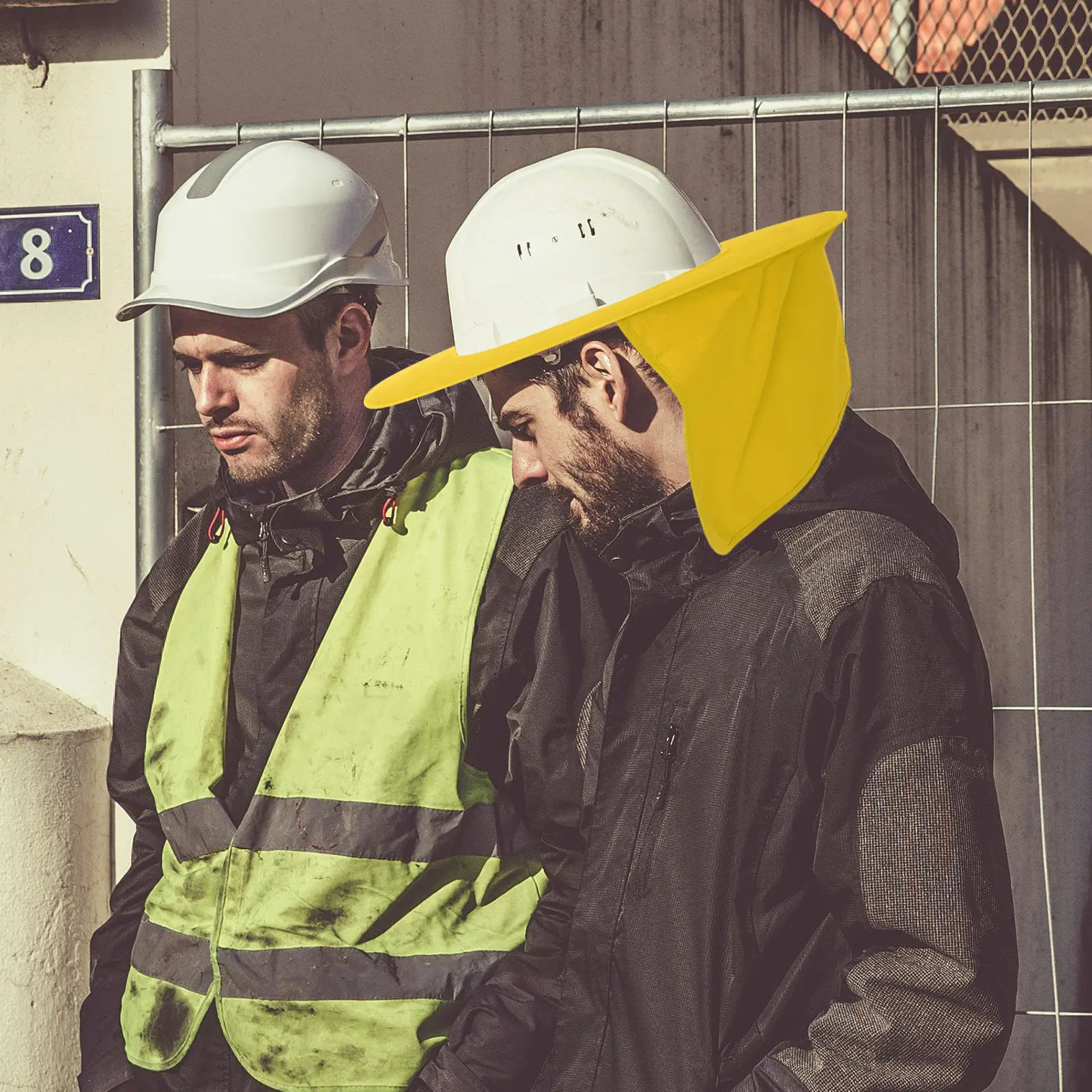 Construction Hat Sun Shade Hard Hat Visor Full Brim Neck Cover Reflective Strip Safety Accessory Safety Visor