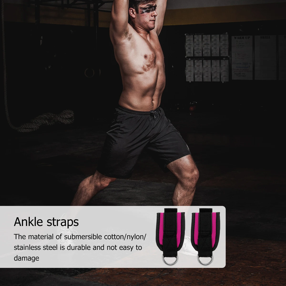 

1Pair Comfortable Ankle Strap for Weightlifting Leg Workouts Fitness Padded Straps Submersible Cotton Nylon Stainless Steel Easy