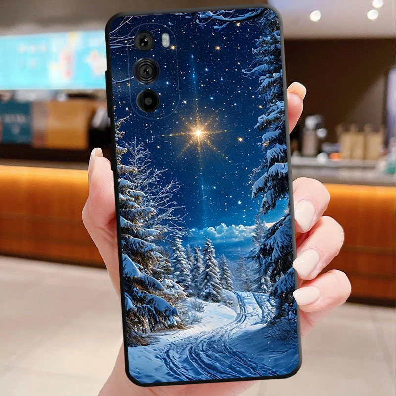 حافظة هاتف لهاتف موتورولا إيدج 60 50 40 30 Ultra Neo Fusion 50 40 Pro Moto G Stylus G Play G Power G شتاء عيد الميلاد ندفة الثلج #6