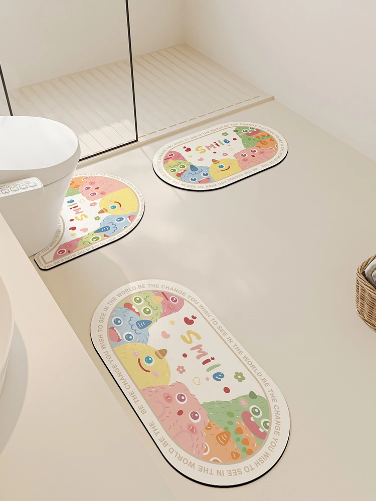 

Batoom Toilet Oval Tee-Piece Set U-aped ower Room Anti-Slip Floor Mat Foot Pad Absorbent Non-Slip Batoom Mat