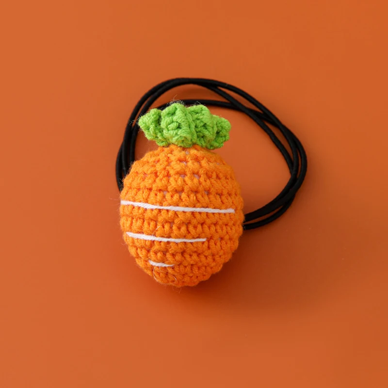 Knitted Carrot Rainbow Cherry Strawberry With Rubber Band Hair Rope Handmade Accessories Wholesale Hobbies Of Hooking Weaving