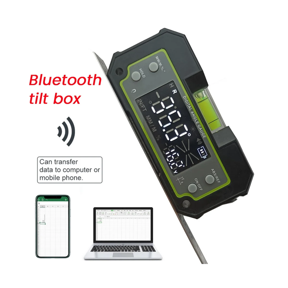 Bluetooth Level Inclinometer Dual Axis Digital Protractor Measuring Angle Ruler Biax Rechargeable Magnetic Level Box