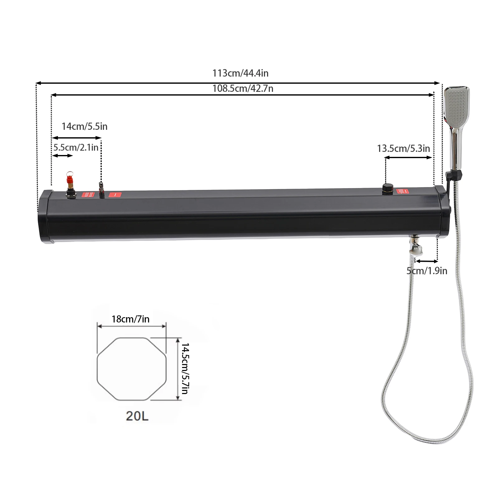 

NEW Self-Pressurized Water Tank for Camping Showers, Portable Solar Heated Road Shower for Trucks, SUVs, and Off-Road Vehicles