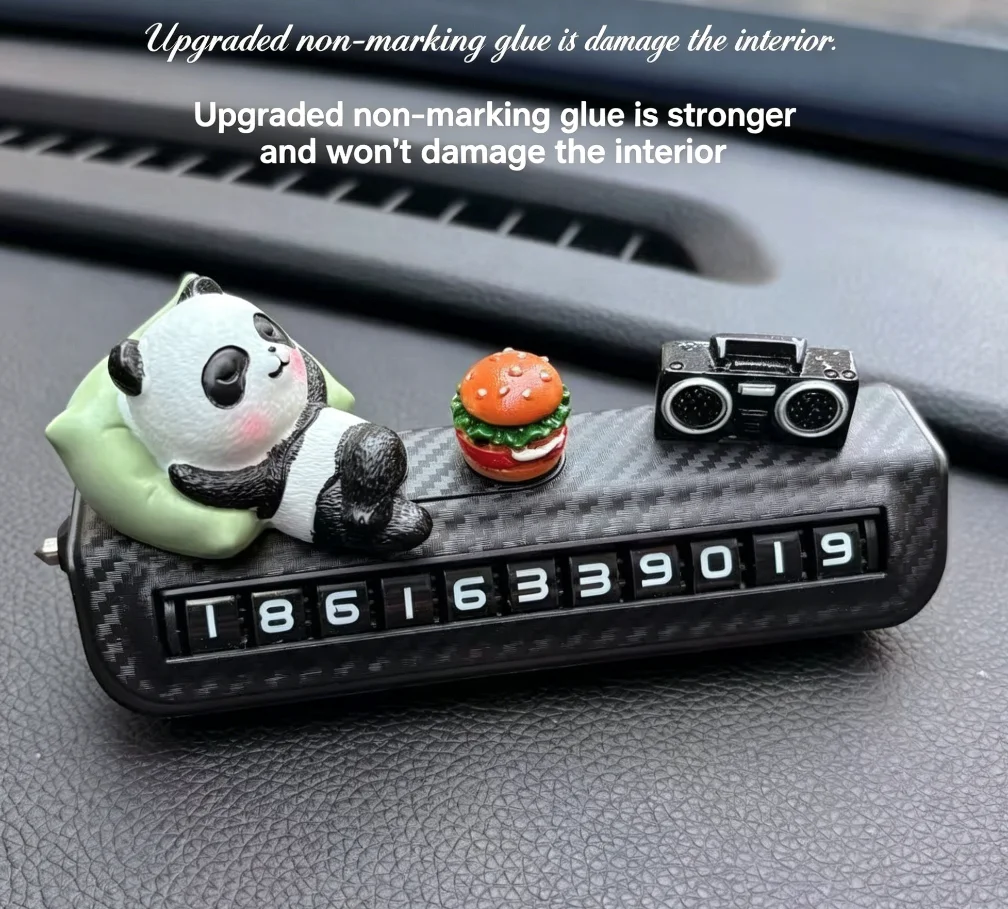 Niedlicher Panda-Autotelefonhalter, Temporäres Parkzeichen, Chinesischer Stil Armaturenbrett-Dekoration, Kreatives Geschenk für Männer und Frauen – Detail 1