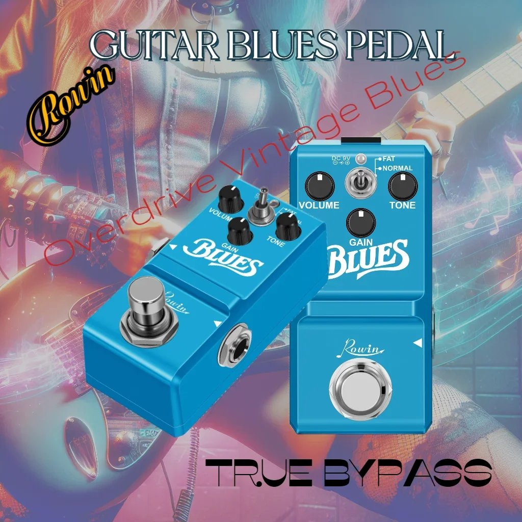 Rowin Guitar Overdrive Pedal Vintage Blues Wide Range Frequency Response Bluesy Style Effect Pedal For Guitar Bass accessories