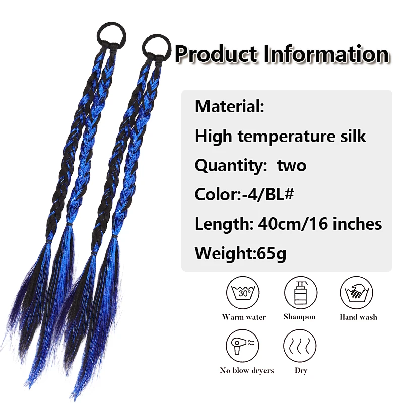 Trendy Pair Pack Synthetic Fiber Laser Highlights Braided Ponytail Wig for Girls Streetwear Daily Party Look