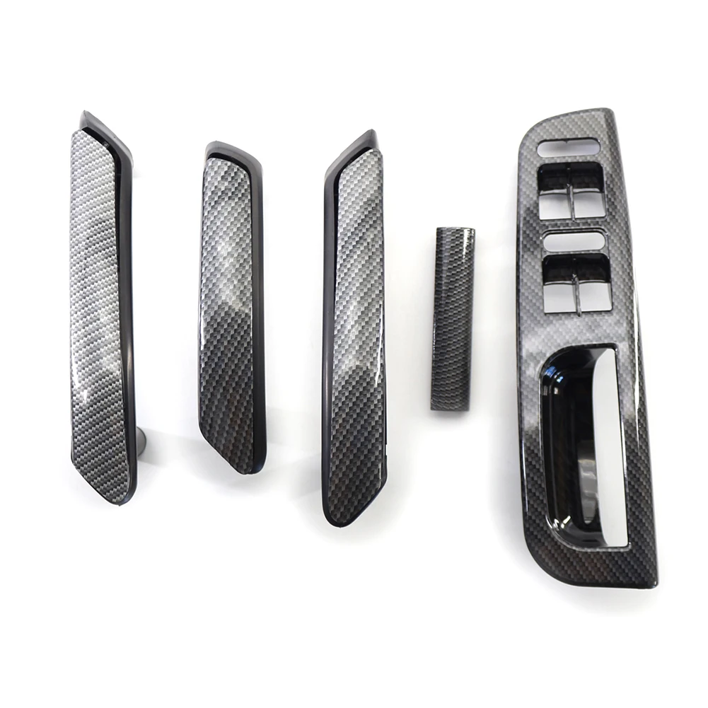 Window Switch Control Panel Trim Carbon Texture Interior Door Pull Handle Car Door Handles for VW Passat B5 1998-2005 4-Door LHD