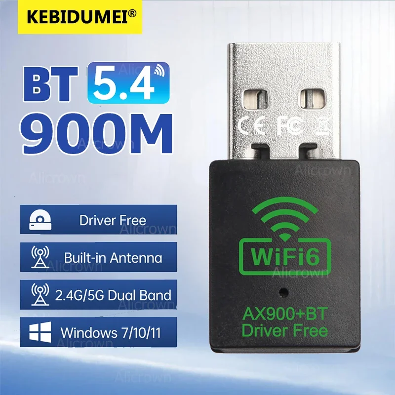 

USB Wireless Bluetooth 5.4 900Mbps Adapter Upgrades WiFi 6 Mini Transmitter Receiver Dongle Dual Band For PC Laptop Win10/11 New