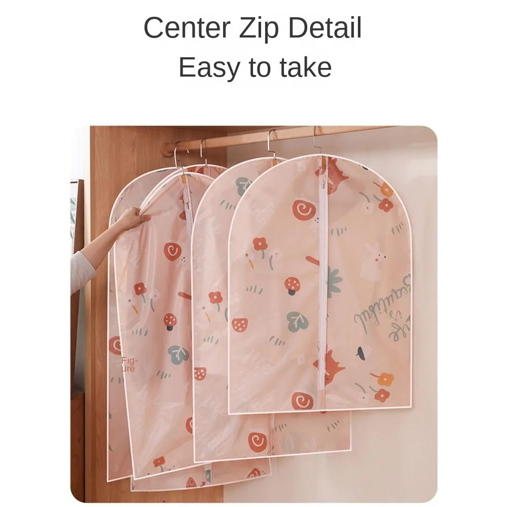 Cartoon Printed Clothing Dust Cover Waterproof Moisture-proof Suit Coat Dust Bag Fully Enclosed Hanging Pocket Closet Organizer