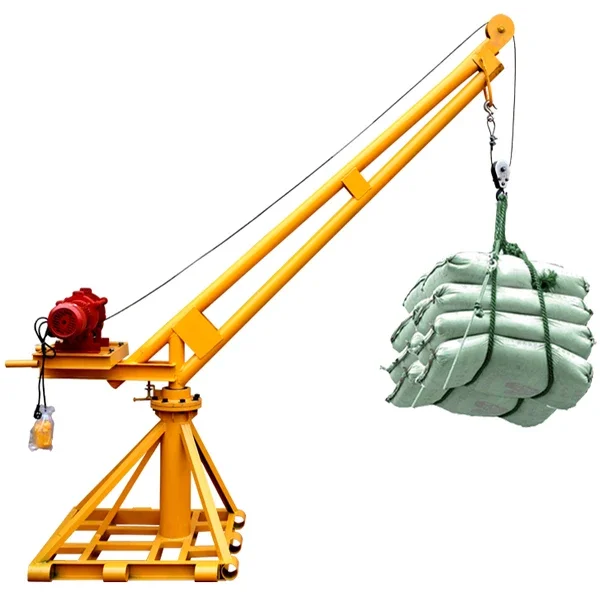 360 Degrees rotate 500kg 1000kg 2000kg small outdoor use mini engine crane construction materials lift crane