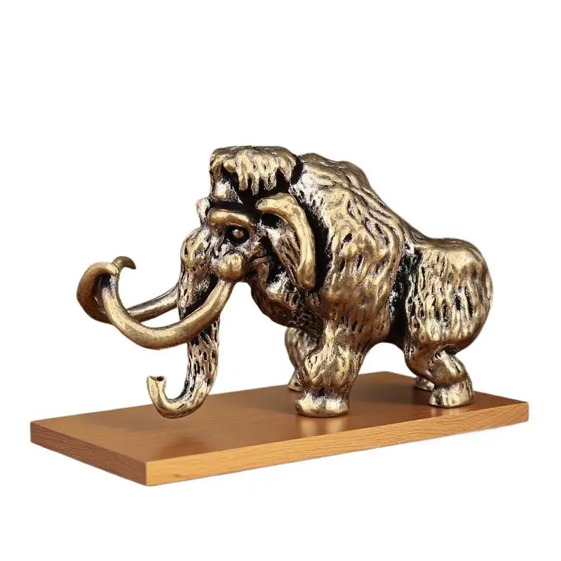 Alloy Mammoth Statue With Textured Antique Finish For Home Office Tabletop Bookshelf Decor