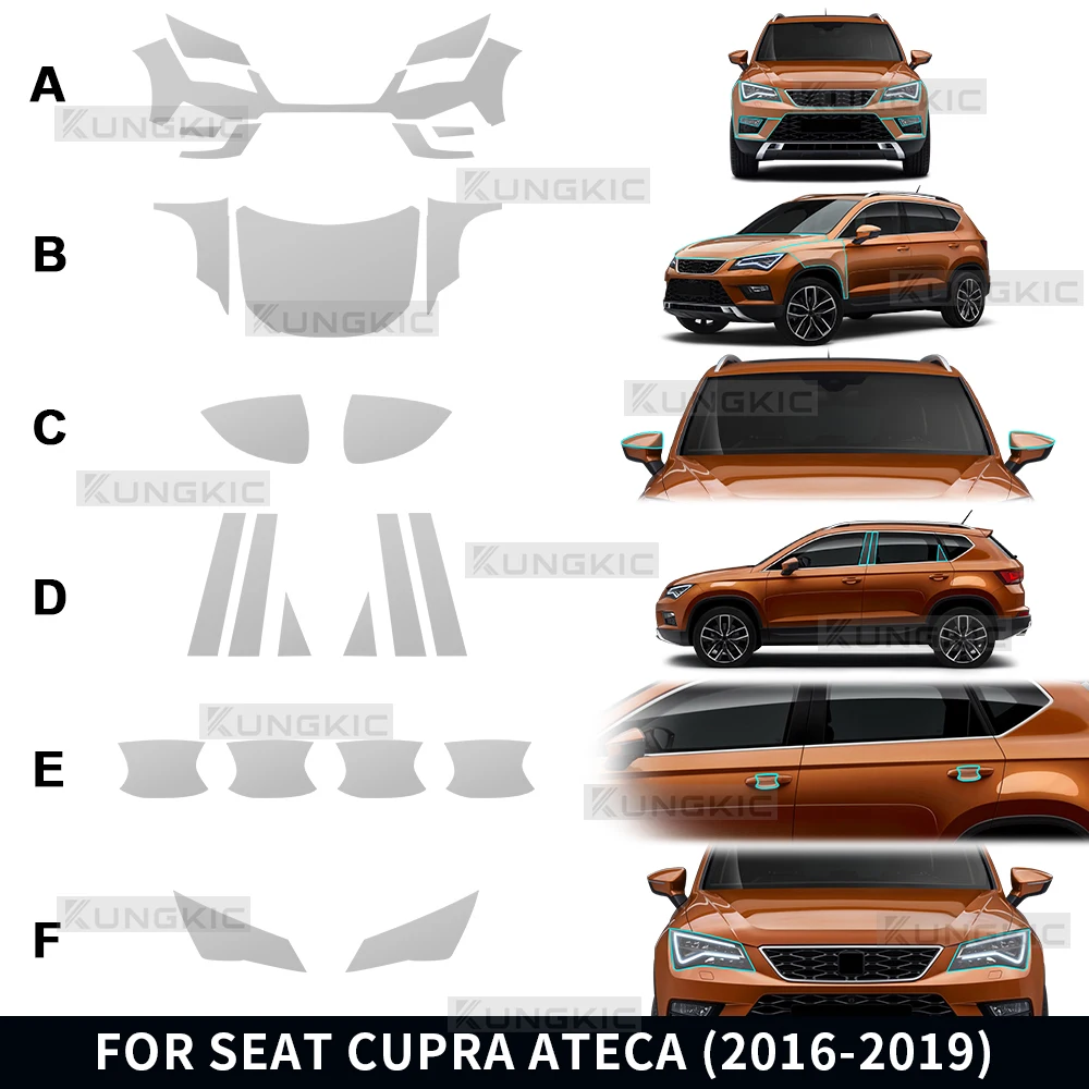

Для Seat Cupra Ateca 2016 2017 2018 2019, защитная пленка для краски из ТПУ, наклейка на передний бампер, капот, защита от царапин, PPF