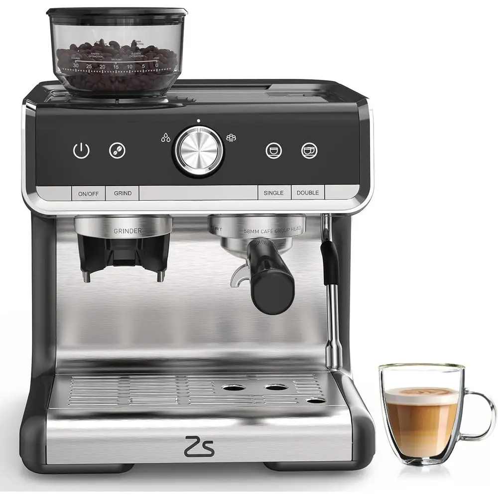 

hine With Grinder, 20 Bar Proional Coee Maker With Milk rother Steam Wand or puccino, Latte, chiato, 95 oz Removable Water Tank,