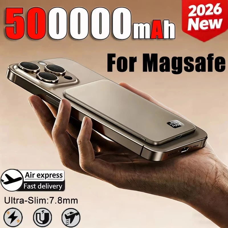 Lenovo Ultra-thin 500000mAh Mobile Power Bank For MagSafe Magnetic Wireless Fast Charge Portable LED Display For iPhone Xiaomi view 3