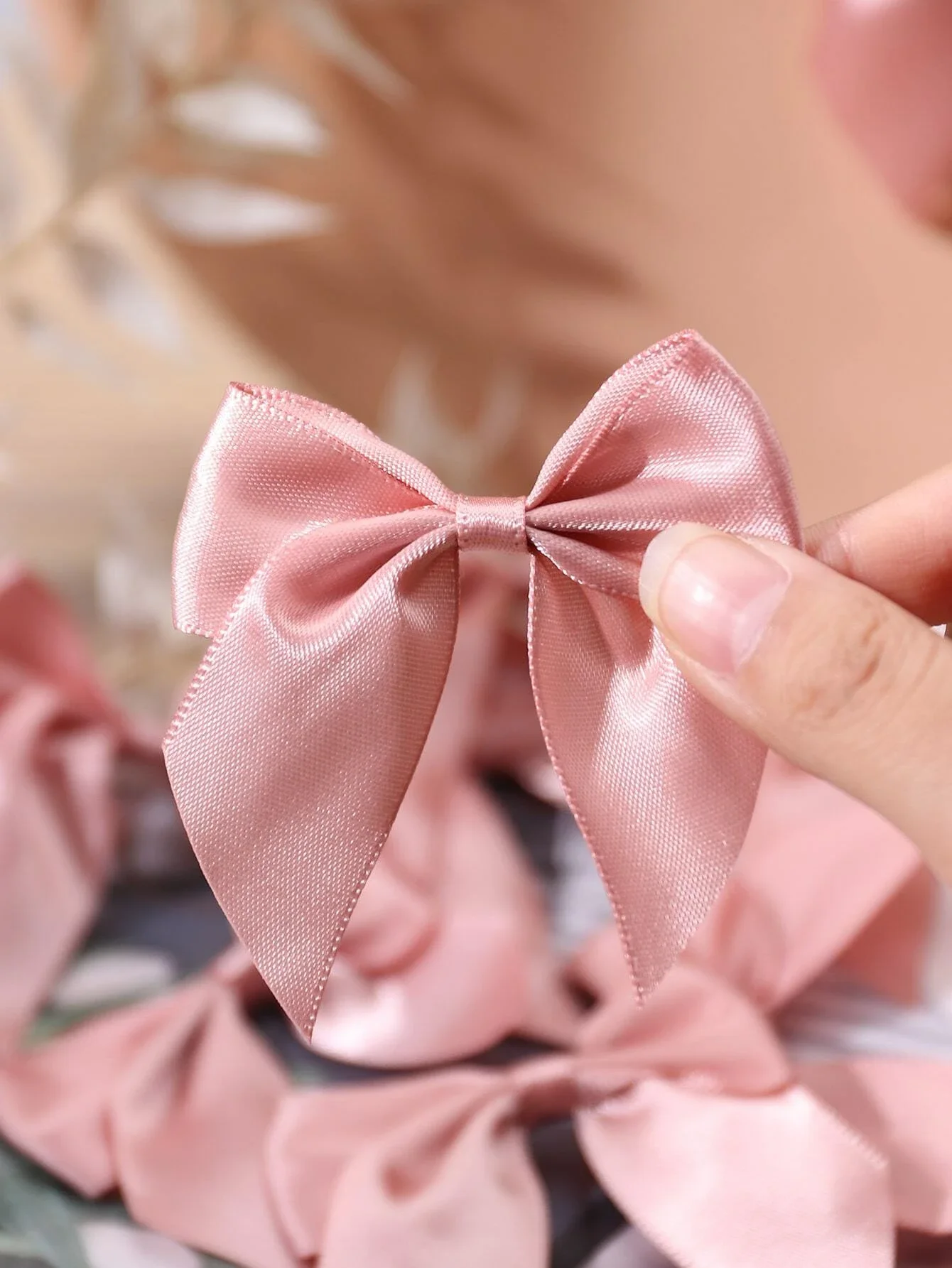 20pcs Solid Gift Wrapping Bow, Pink Polyester Bow Gift Decoration For Party Decor