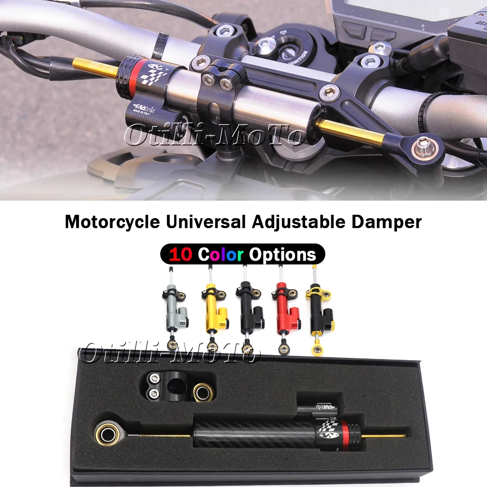 

For Motorcycle Universal Steering Damper Adjustable Stabilizer Anti-Wobble Shock Absorber 10 Colors Available Steering damping