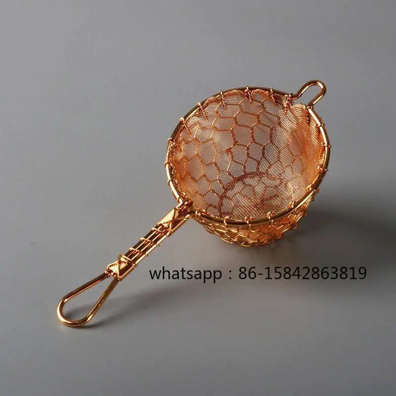 Hand-woven Pure Copper Tea Strainer Fine Mesh Tea Filter, Traditional Kung Fu Tea Set Accessories