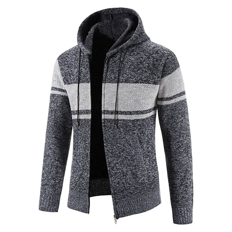 Männlich Gestrickte Casual Jacken mit Kapuze männer Pullover Mantel Y2K Hoodies Koreanische Streetwear Baseball Jumper Jersey Top Kleidung – Detail 7