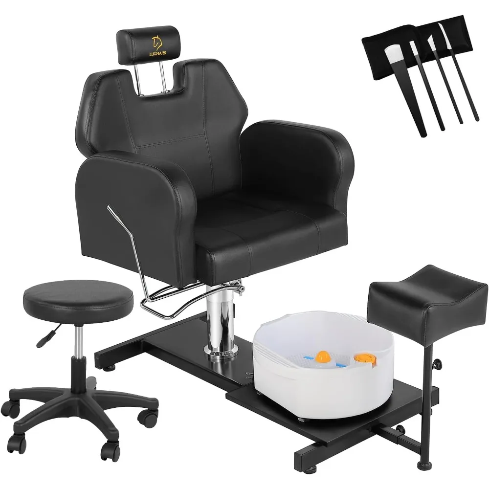 

Pedicure Chair for Nail Tech,No Plumbing Pedicure Station with Heavy Duty Hydraulic,Reclining Pedicure Chair with Adjustable Hei