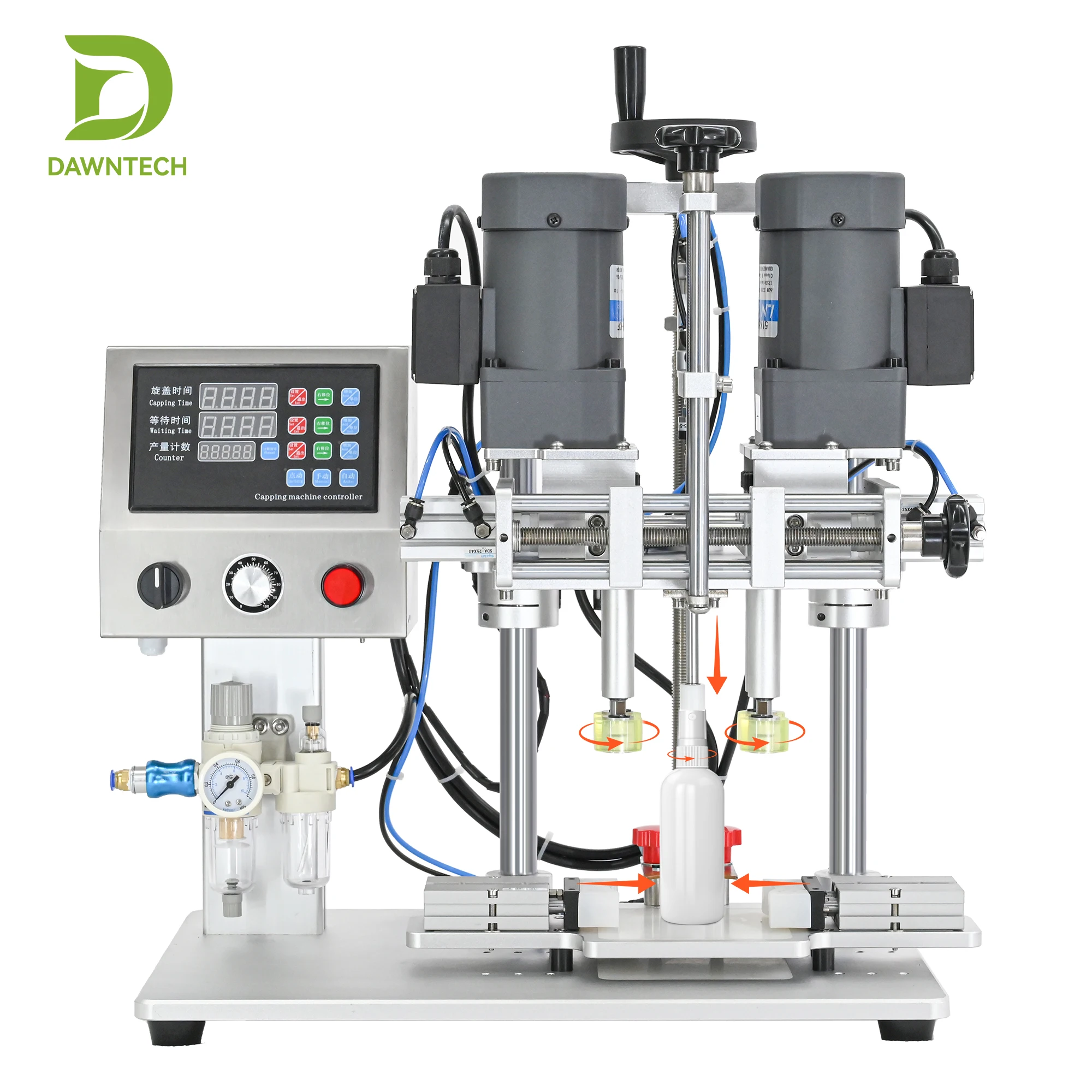 Semi-Automatic 4 Wheel Screw Capping Machine for Plastic Glass Bottle Water Oil Juice Cosmetic Shampoo Electric