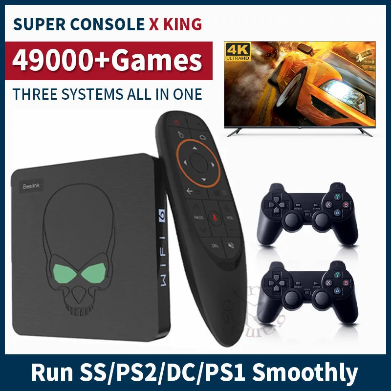 Retro Video Game Console Beelink Super Console X King For PSP/PS1/SS/N64 Android9 TV Box Game Player Wifi6 S922X With 49000 Game