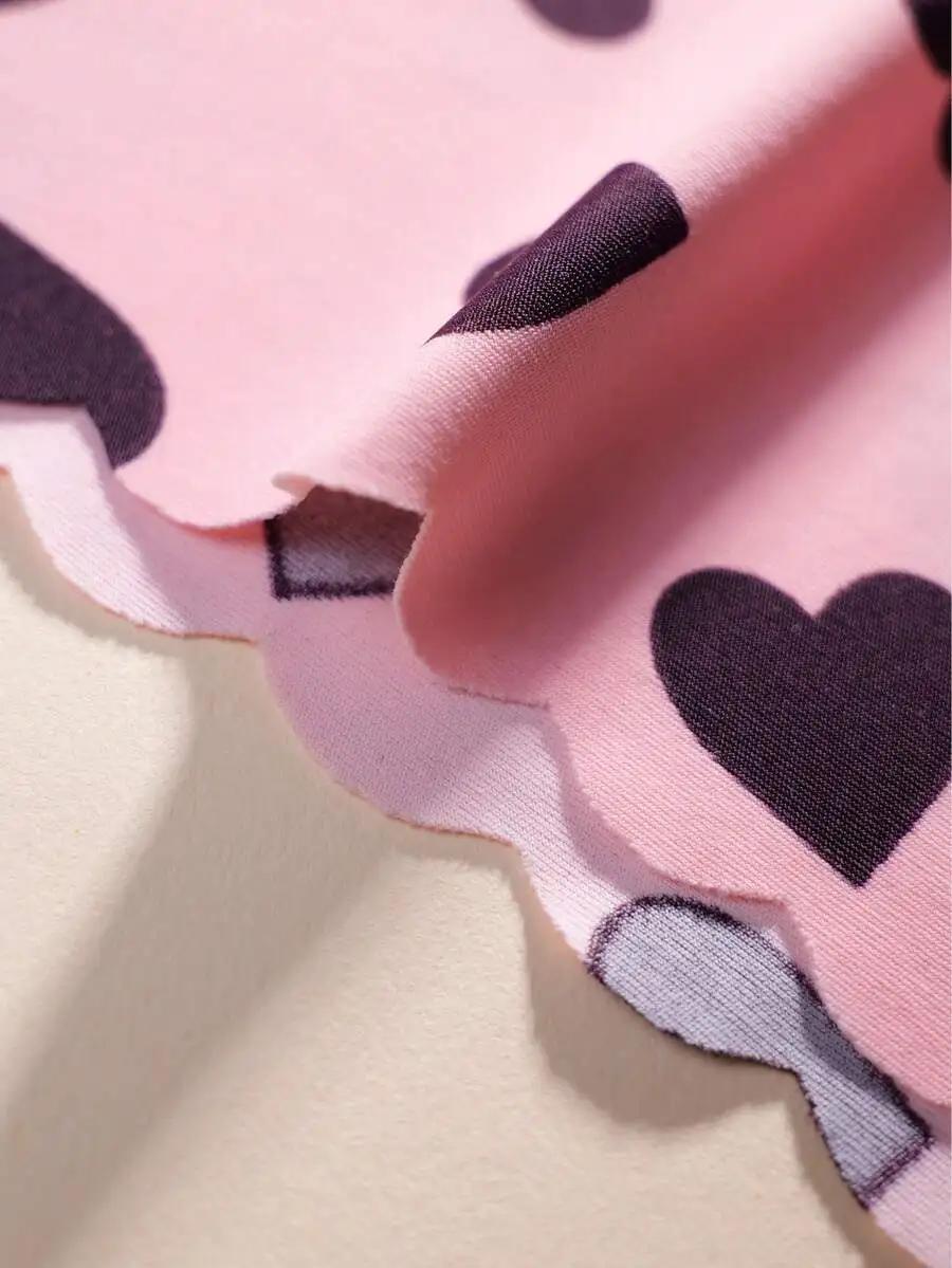 

6pcs Womens Seamless Heart Print Panties With Wavy Lace Comfortable Briefs