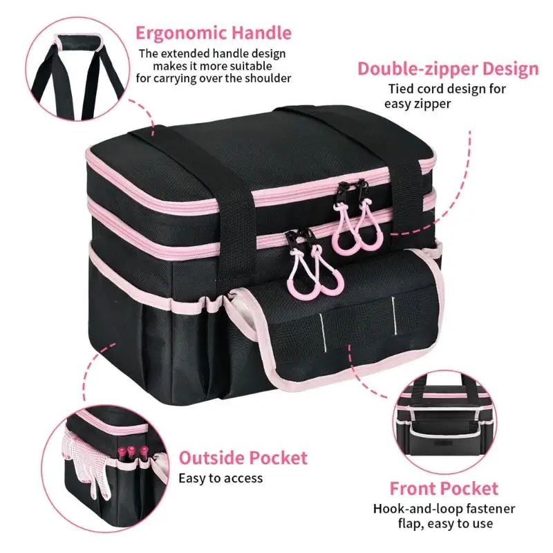 Multipurpose Tool Storage Case With Removable Divider And Top Elastic Slots For Professional Use D2RD