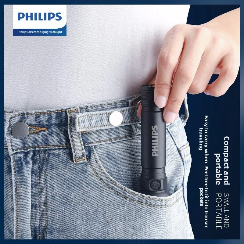 2025 NEW Philips SFL2188 LED Aluminum Alloy Flashlight Portable Light USB Rechargeable Camping Light for Outdoor Hiking