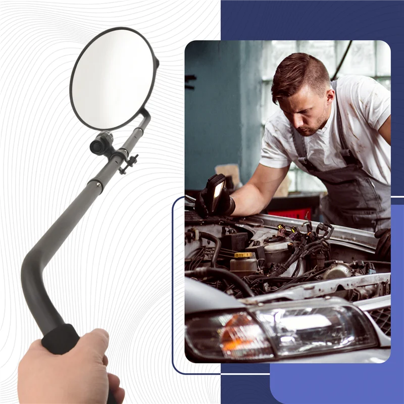 AB47-Espejo de seguridad de inspección bajo vehículo con aumento, impermeable, plegable, ángulo ajustable, Metal, 1 Uds.