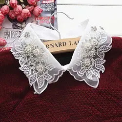 Black/white Fashion Cotton Hollow Flower Rhinestone Fake Neckline Shirts Collars Fake Collar Lace