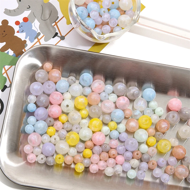 20/50pcs 8/12mm Acrylic Round Pearl Luster Beads for Earring Necklace Keychain DIY Jewelry Making